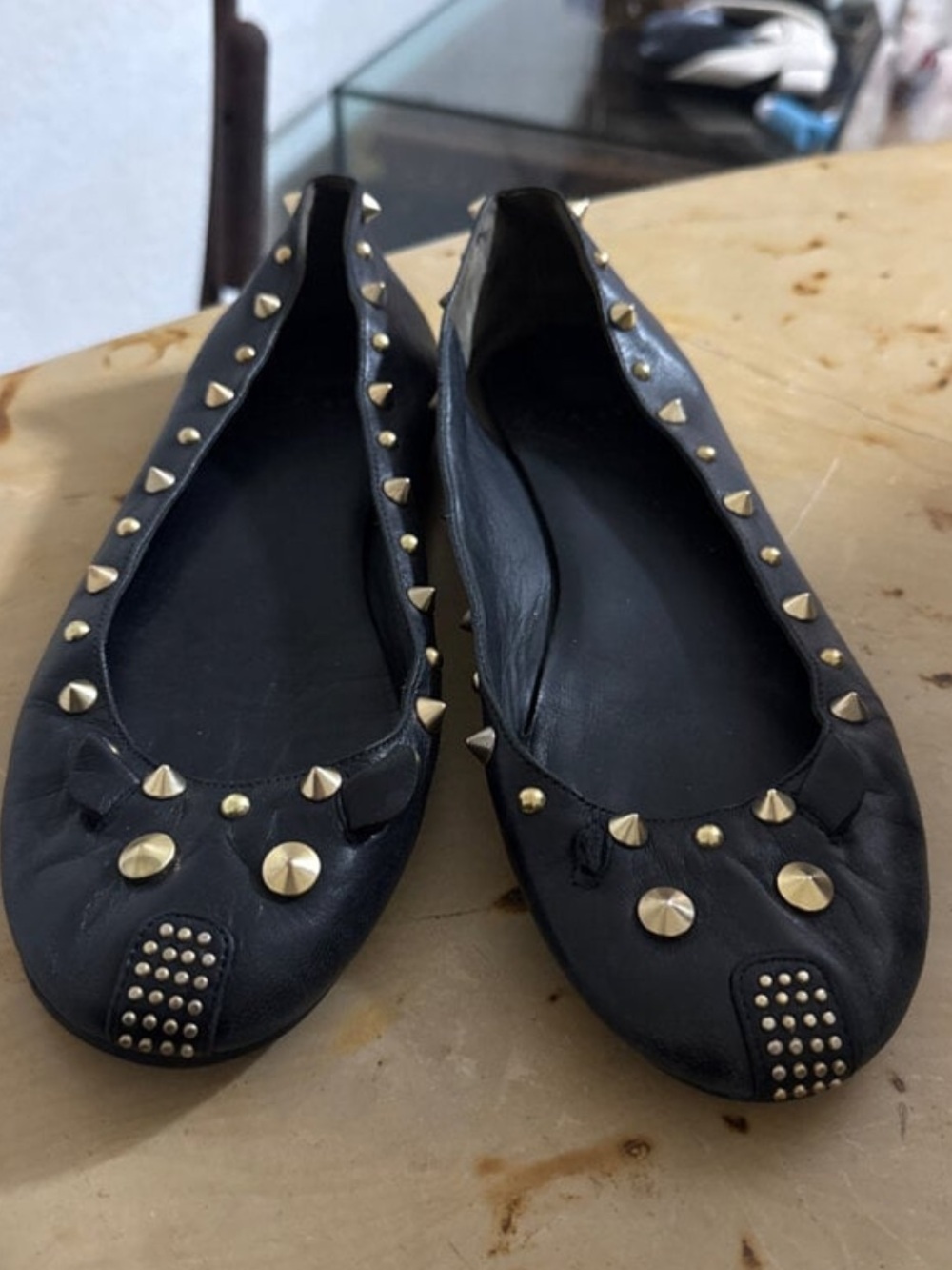 Marc by Marc Jacobs Black Studded Leather Ballet Flats